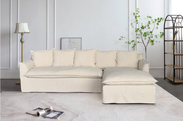 Marsala Slip Cover Sofa with Reversible Chaise - Salt & Pepper at Online8 Furniture Auckland NZ