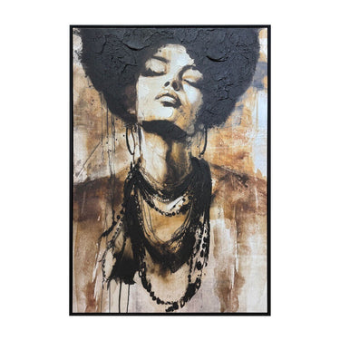 Me Being Afro Hand Painted Framed Canvas Wall Art at Online8 Furniture Auckland NZ