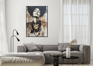 Me Being Afro Hand Painted Framed Canvas Wall Art at Online8 Furniture Auckland NZ