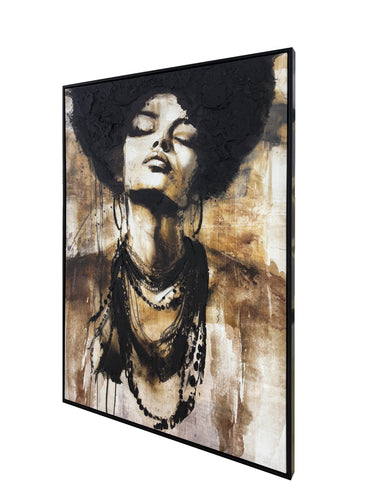Me Being Afro Hand Painted Framed Canvas Wall Art at Online8 Furniture Auckland NZ