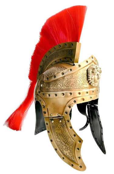 Medieval Armor Roman Helmet with Red Hair Plume at Online8 Furniture Auckland NZ