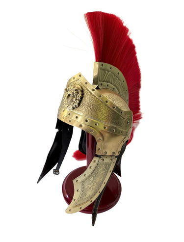 Medieval Armor Roman Helmet with Red Hair Plume at Online8 Furniture Auckland NZ