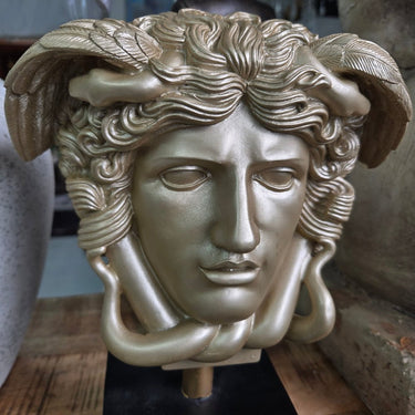 Medusa Statue on Stand - Gold at Online8 Furniture Auckland NZ