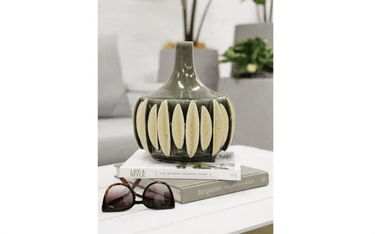 Melia 3D Ceramic Vase - Olive at Online8 Furniture Auckland NZ