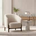 Memphis Tub Chair | Natural Fabric & Dark Oak at Online8 Furniture Auckland NZ