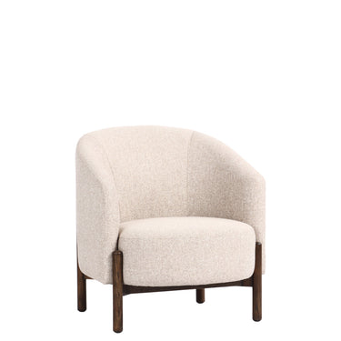 Memphis Tub Chair | Natural Fabric & Dark Oak at Online8 Furniture Auckland NZ