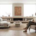 Memphis Tub Chair | Natural Fabric & Dark Oak at Online8 Furniture Auckland NZ