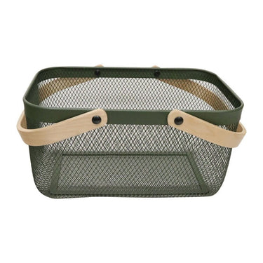 Mesh Basket w/Bamboo Handle - Green at Online8 Furniture Auckland NZ