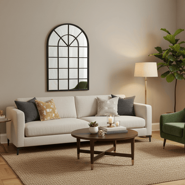 Metal Arch Mirror - Black Indoor/Outdoor at Online8 Furniture Auckland NZ