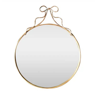 Round Metal Wall Mirror with Bow - Gold at Online8 Furniture Auckland NZ