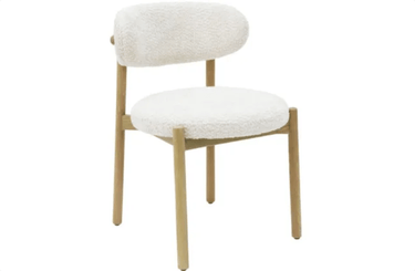 Mia Boucle & Oak Dining Chair - White at Online8 Furniture Auckland NZ