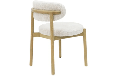 Mia Boucle & Oak Dining Chair - White at Online8 Furniture Auckland NZ