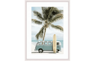 Miami A Glass Framed Art - White at Online8 Furniture Auckland NZ
