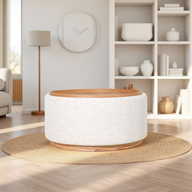 Miami Tray Round Ottoman - Seashell at Online8 Furniture Auckland NZ