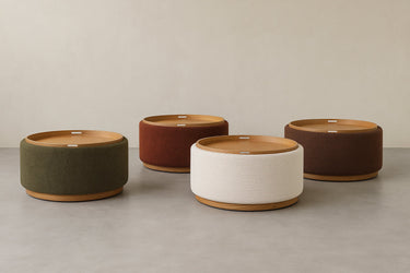 Miami Tray Round Ottoman - Seashell at Online8 Furniture Auckland NZ