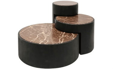 Miele Marble & Wood Coffee Table - Set of 3 at Online8 Furniture Auckland NZ