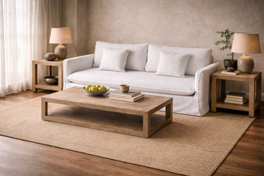 Milford 3 Seater Sofa - White, Grey Pinstripes at Online8 Furniture Auckland NZ