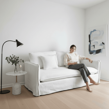 Milford Slip Cover 2 Seat Sofa - White & Grey at Online8 Furniture Auckland NZ
