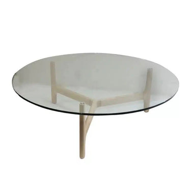 Moda Round Coffee Table - Natural & Glass Clear at Online8 Furniture Auckland NZ