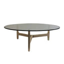 Moda Round Coffee Table - Natural & Glass Clear at Online8 Furniture Auckland NZ