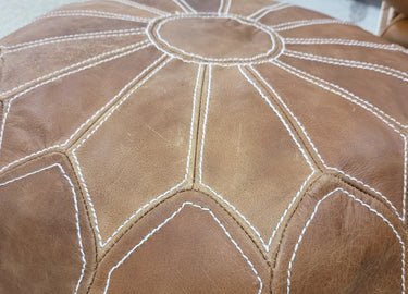 Moroccan Leather Pouf | Ottoman at Online8 Furniture Auckland NZ