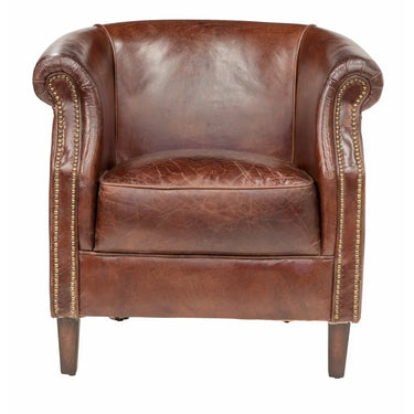 Mossberg Leather Tub Chair - Vintage Cigar at Online8 Furniture Auckland NZ