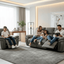 Amario 3RR + R Recliner Lounge Suite - Grey at Online8 Furniture Auckland NZ