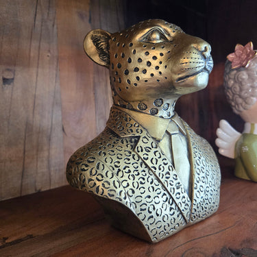 Mr Leopard in Suite Statue - Gold Bust at Online8 Furniture Auckland NZ