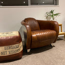 Mustang Aged Leather Armchair - Vintage Cigar at Online8 Furniture Auckland NZ