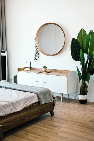 Natural Oak Round Framed Mirror at Online8 Furniture Auckland NZ