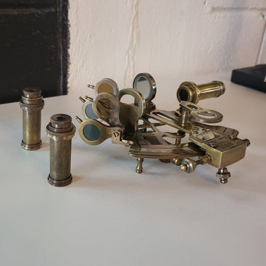 Nautical Solid Brass Sextant With Wooden Box at Online8 Furniture Auckland NZ