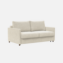 Neah Slim Sofa Bed 160cm in Blida sand grey with slim arms on a solid metal frame