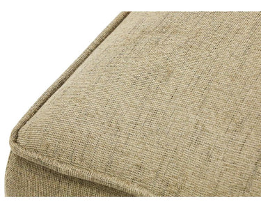 Taupe and black fleck fabric ottoman with foam padding for a footrest or extra seat