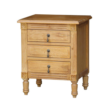 Oak Bedside Table 3 Drawer at Online8 Furniture Auckland NZ