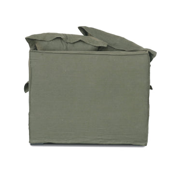 Oasis Washed Belgian Linen Dream Sofa Centre - Olive at Online8 Furniture Auckland NZ