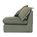 Oasis Washed Belgian Linen Dream Sofa Centre - Olive at Online8 Furniture Auckland NZ