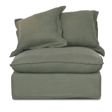 Oasis Washed Belgian Linen Dream Sofa Centre - Olive at Online8 Furniture Auckland NZ