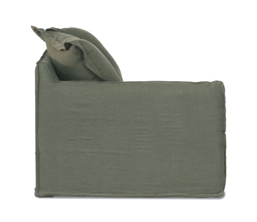 Oasis Washed Belgian Linen Dream Sofa Left - Olive at Online8 Furniture Auckland NZ