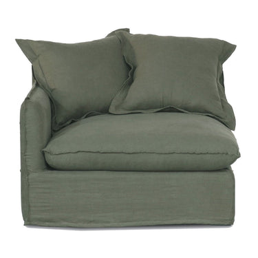 Oasis Washed Belgian Linen Dream Sofa Left - Olive at Online8 Furniture Auckland NZ
