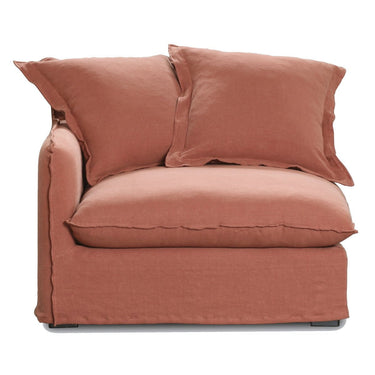 Oasis Washed Belgian Linen Sofa Left - Rust at Online8 Furniture Auckland NZ