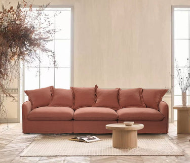 Oasis Washed Belgian Linen Sofa Right - Rust at Online8 Furniture Auckland NZ