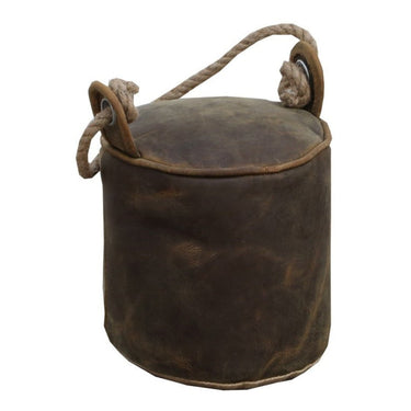 Old Leather Round Door Stopper - Saddle at Online8 Furniture Auckland NZ