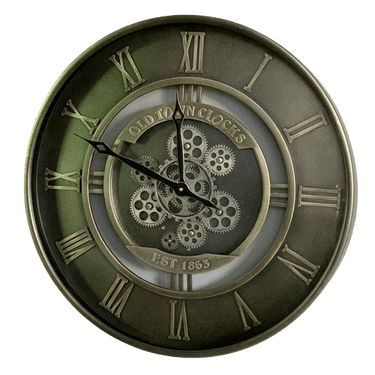 Old Town Wall Clock with Gears at Online8 Furniture Auckland NZ