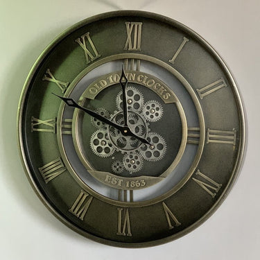 Old Town Wall Clock with Gears at Online8 Furniture Auckland NZ