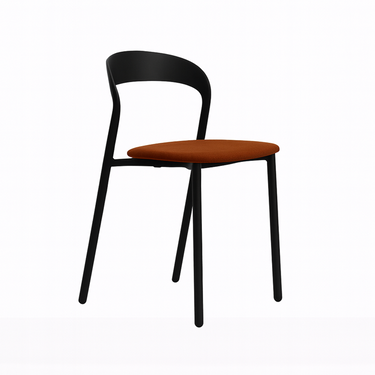 Olly dining chair with black frame and burnt orange upholstered seat