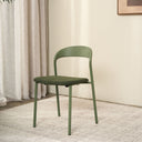 Olly dining chair in olive green with boucle seat