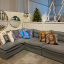 Omaha Corner Sectional Slipcover Sofa in grey with a removable linen-polyester cover