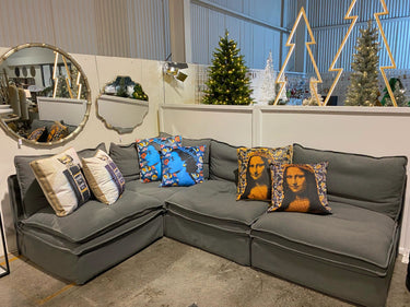 Omaha Corner Sectional Slipcover Sofa in grey with a removable linen-polyester cover