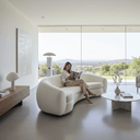Ormond Curved Boucle 3.5 Seater Sofa - White at Online8 Furniture Auckland NZ