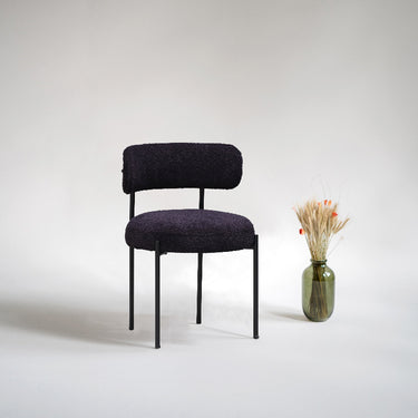 Oscar Boucle Dining Chair - Black at Online8 Furniture Auckland NZ